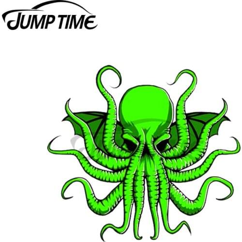Jump Time 13 x 9.8cm For Mad God Cthulhu Funny Car Stickers Refrigerator Vinyl Decal Occlusion Scratch Anime Car Assessoires