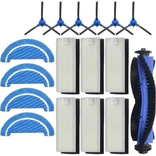 17 PCS Vacuum Parts Replacement for Conga 1090 Robot Vacuum Cleaner Accessories Kit Main Brush Side Brush Filter Mop