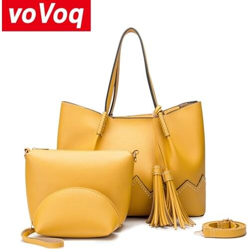 Women Bag OL Handbags Casual Tote Fashion High Quality PU Ladies Bag Three-piece Composite Leather Bag Coin Purse Messenger Bag