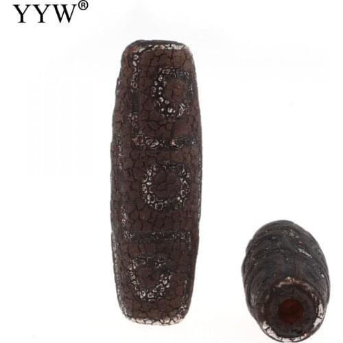 1pc Reddish-Brown Column 14x14x41mm Natural Tibetan Dzi Beads Retro Loose Beads for DIY Vintage Jewelry Making Accessory