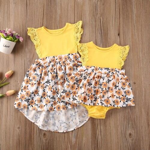 2020 Kids Baby Girls Summer Clothes Sleeveless Floral Romper Dress Sundress Outfit