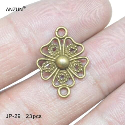 23pcs 15mm Antique Bronze Heart Flower DIY Jewelry Pendant Metal Charms Heart Flower Pendant JP-29