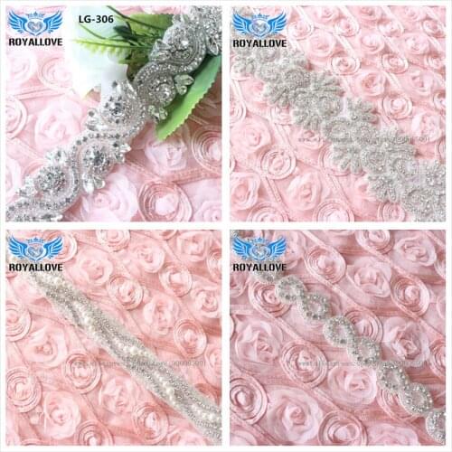 4 yards Handmade Glass crystal rhinestone applique for bridal hair wedding dress garment hat decoration headband Sashes Belt