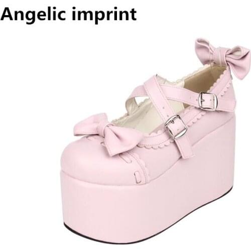 Angelic imprint handmade woman mori girl lolita cosplay shoes lady high heels pumps women princess dress party shoes 10cm 33-47
