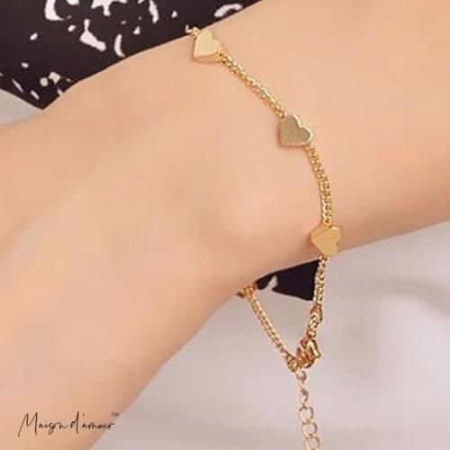 Masion d'amour Wholesale Fashion Simple Gold Star And Heart Shaped Women Charm Bangle Bracelets For Women Girls Gift