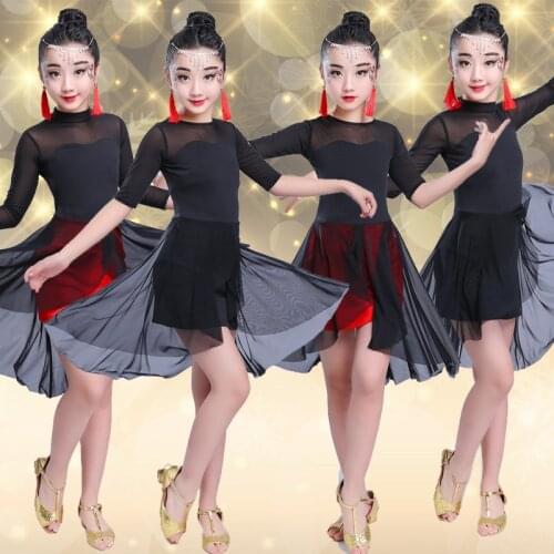 Childrens Latin dance girl jazz dance dress performance costumes childrens precisely match art test practice clothes