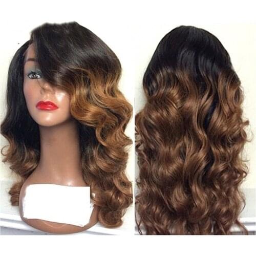Perruque Long Deep Wave Synthetic Lace Front Wigs For Women Cosplay Wigs Ombre Brown Lace Frontal Wigs Heat Resistant