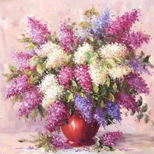 Purple Flower Vase Diamond Painting Oil Floral Round Full Drill Nouveaute DIY Mosaic Embroidery 5D Cross Stitch Home Decor Gifts