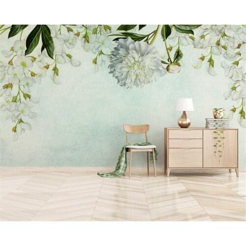 Beibehang Custom Photo Wallpaper Fresh Hand Painted Oil Painting Green Leaves Flower Living Room Bedroom Background 3d Wallpaper