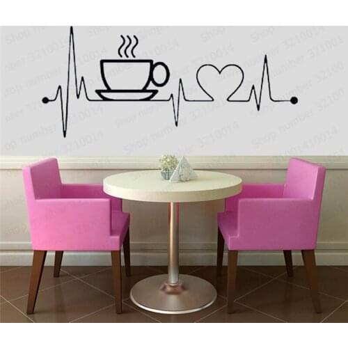 I Love Coffee Wall Decal Kitchen Dining Room Wall Decor Coffee Cup Vinyl Wall Stickers Office Home Decoration PW55