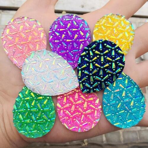 30*40mm Rhinestones stone Flower Tear drop cabochon Rhinestones decoration DIY craft no hole 8pcs -E96