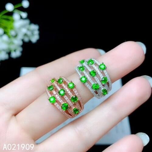 KJJEAXCMY boutique jewelry 925 sterling silver inlaid Natural Diopside gemstone ring support detection fashion