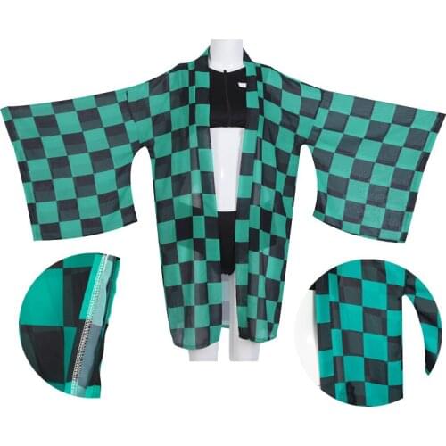 Demon Slayer Swimsuit Anime Kimetsu no Yaiba Cosplay Costume Kamado Tanjirou Bathing Suit Beach Swimwear Kimono Summer