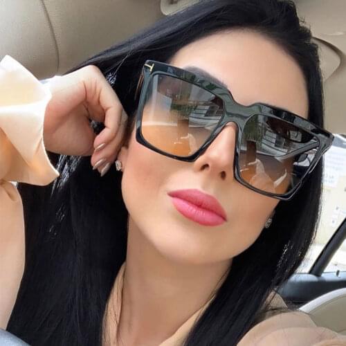 Square Sunglasses Women 2021 Vintage Brand Oversize TF Womens Sun Glasses Black Gradient Female Glasses Men.s Oculos UV400