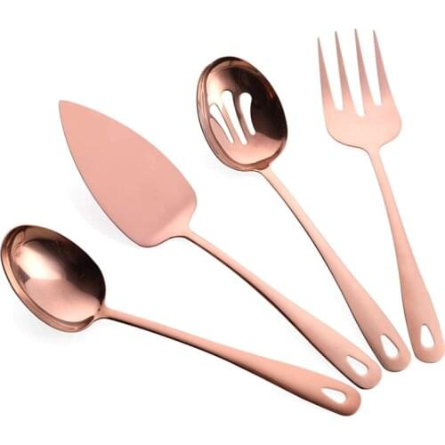 Rose Gold Stainless Steel Cutlery Set,Hostess Serving Tableware ,4 Pieces