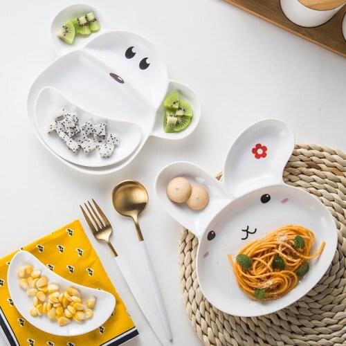 NEW Creative Ceramic Childrens Plate Cute Cartoon Western Plate Monkey Rabbit Modeling Breakfast Tray Tableware Dessert Dish