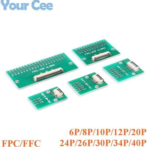FPC/FFC Flat Cable Adapter Plate 0.5mm 1mm 6P/8P/10P/12P/20P/24P/26P/30P/34P/40P DIP Pin Board Pitch Converter Board PCB