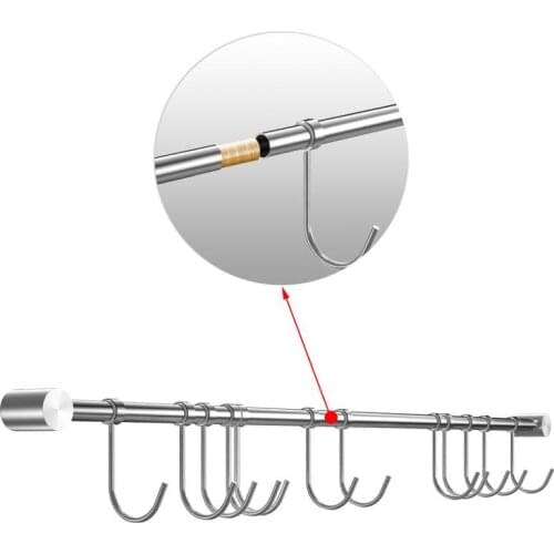 Hanging Rail with 18 Sliding Hooks Longer Poles could Hang More ItemsKitchen, bathroom, bedroom, wall mount, stron