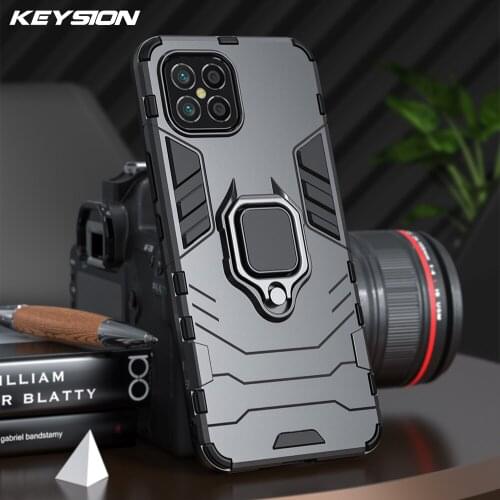 KEYSION Shockproof Armor Case for Huawei Nova 8 SE 5G Ring Stand Silicone Phone Back Cover for Huawei Nova 7 Pro 7 SE 6 SE 4G