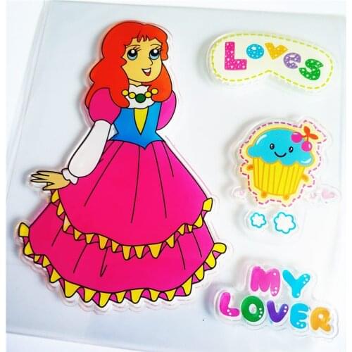 10.5x11cm Princess dress Transparent Clear Stamps / Silicone Seals Roller Stamp for DIY scrapbooking photo album/Card Making