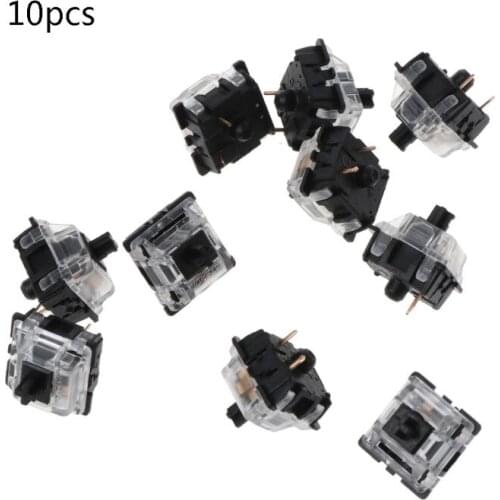 10Pcs Mechanical Keyboard Gateron MX 3 Pin Black Switch Transparent Case