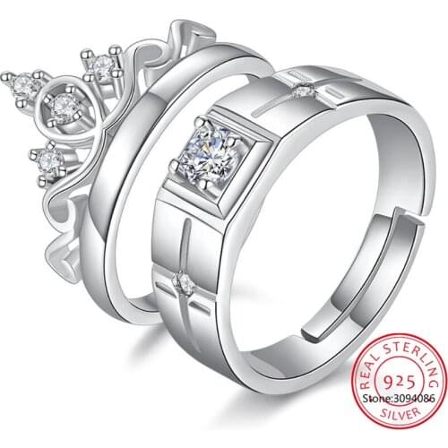 925 sterling silver new woman New fashion ring high quality crystal crown shape fashion couple ring jewelry