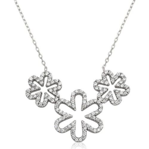 Silverlina Silver Triple Daisy Lady Necklace