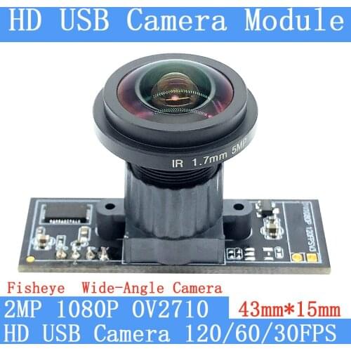 180° Wide-angle 2MP fish eye USB Camera Module OV2710 1080P MJPEG 640*480 120fps High Speed Linux UVC Webcam Surveillance camera