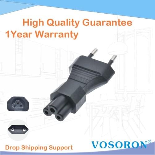 EU AC conversion plug, Europe 2-Prong Male to IEC320 C5 Power Adapter for Notebook PC Power Supply
