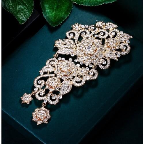 Tuliper брошь Flower Brooches For Women Broche Femme 2021 Crystal Rhinestone Pins Bridal Wedding Jewelry Accessories Party Gift