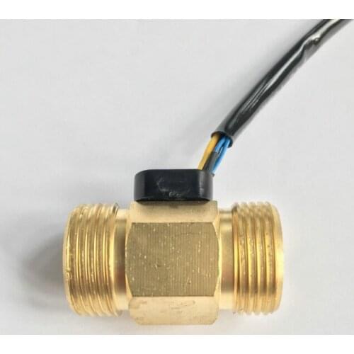 USC-HS43TIT Hall Effect Water Flow Sensor Temperature Sensor 2-45L/min G3/4" Thread Repeat Error 1% Brass Turbine Flowmeter