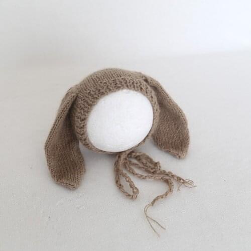 Vintage Bunny Hat Knit Baby Fuzzy Bonnet Crochet Animal Soft Hat Newborn Photography Props