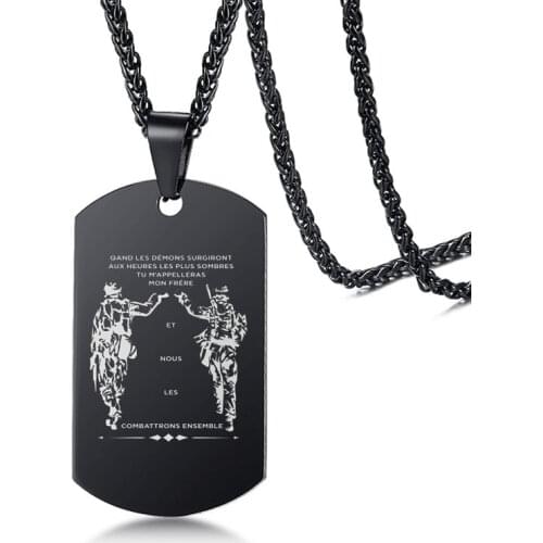 Vnox Stainless Steel ID Tag Necklaces Pendant Engrave Customized Logo Family Brother Men Jewelry