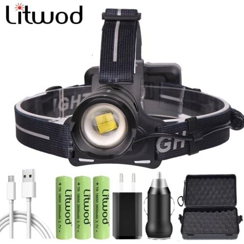 XHP70.2 Led Head Lamp Headlamp Flashlight Torch Power Bank 7800mah 18650 Battery Headlight Riding Light Litwod Zoom Waterproof