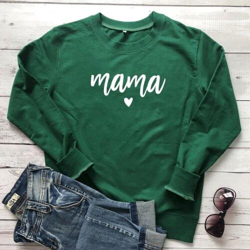 Cute Mama Heart Printed Sweatshirt Stylish Women Graphic Mom Life Sweatshirts Funny Mothers Day Gift Pullovers Outfit Drop Ship