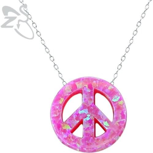 Peace necklace women opal necklace fashion natural stone necklace silver 925 sterling silver pendant bijoux colgantes mujer moda
