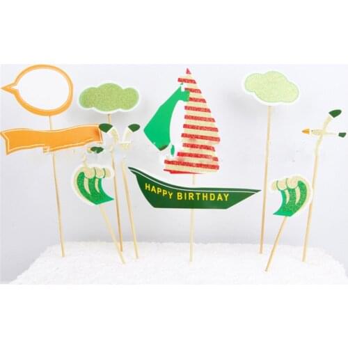1set Ship Happy Birthday Cupcake Cake Topper Cake Flags Baby Shower Birthday Party Decoration Children Kids Party Supplies