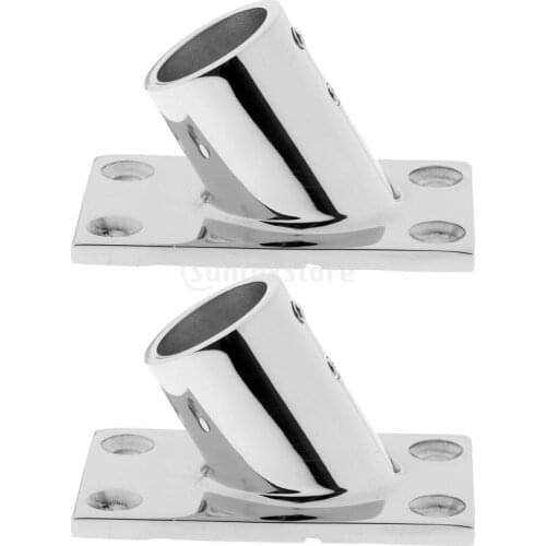 2 Pieces Heavy Duty 316 Stainless Steel Boat Deck Handrail Square Base Rail Fitting 7/8'' - 60 Degree