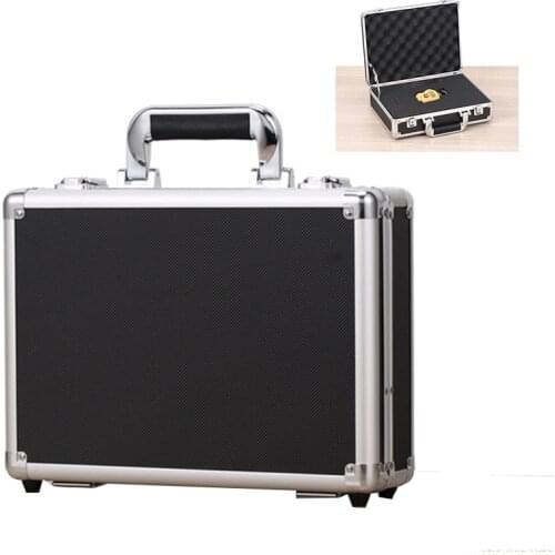 330x240x100mm Toolbox Portable Aluminum Tool Box Instrument Box Safety Storage Case Instrument Box Suitcase with Sponge Lining