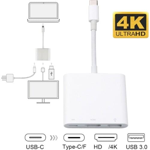 4K 1080P Type-C Hub USB 3.1 Type c Adapter USB C to HDMI-compatible Male to Female Cable Charging Converter Digital AV Multiport