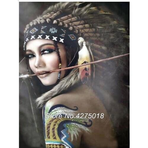 5D DIY Diamond Embroidery Full Display Diamond Painting Square/Round Mosaic Rhinestones Home Decor Indian woman lady YG622