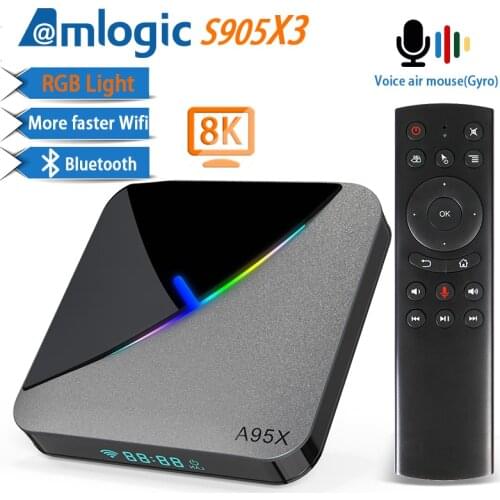 A95X F3 Air RGB Light Android 9.0 TV BOX 8K 4K Youtube Amlogic S905X3 wifi 2GB 4GB 16GB 32GB 64GB Set Top TV Box