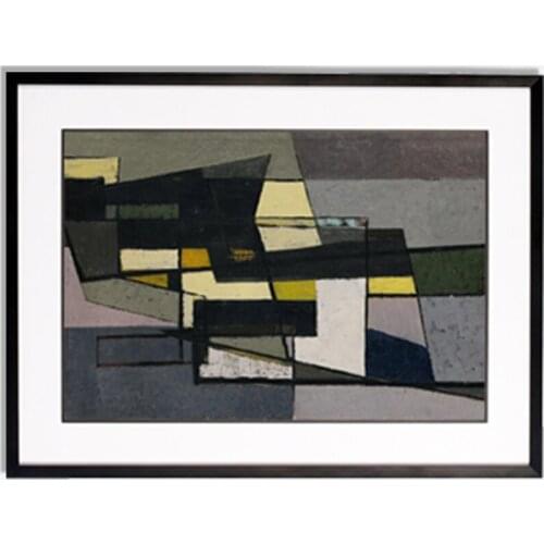 Framed abstract canvas painting on Aufbau , 1953 picture frame