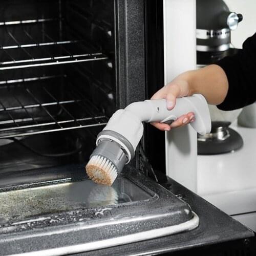 Cordless Handheld Cleaning Brush Rechargeable Power Scrubber With Detachable Brush Head For Bathroom Kitchen Cleaning Tools