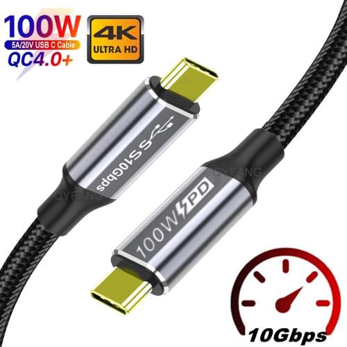 USB 3.1 to Type C Cable 5A PD 100W Fast Data Cable For Macbook Pro 10Gbps USB-C Type-C Quick Cord Cable For Samsung S21 Note20