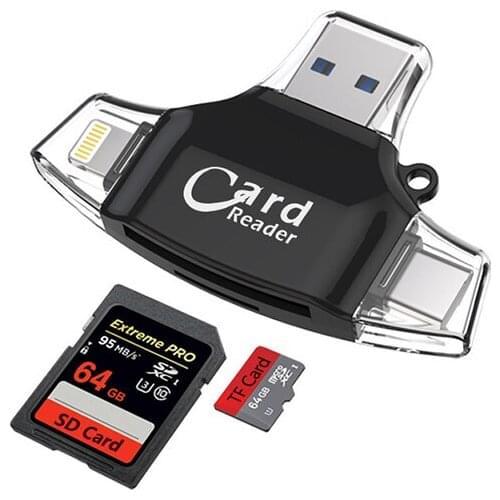 4 in 1 Type C Micro SD Card Reader usb type-c OTG USB Flash Memory gadget For iPhone iPad MacBook Adapter SD Reader lightning