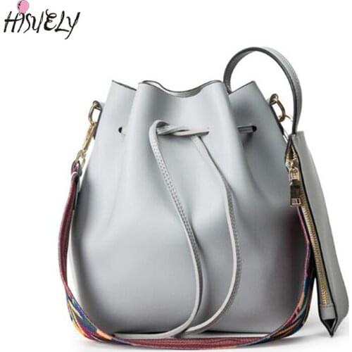 2021 Hot Sale New Fashion Women PU Leather Bucket Bag Shoulder Version Casual Female Bag Women Messenger Bag Designer Black Q6