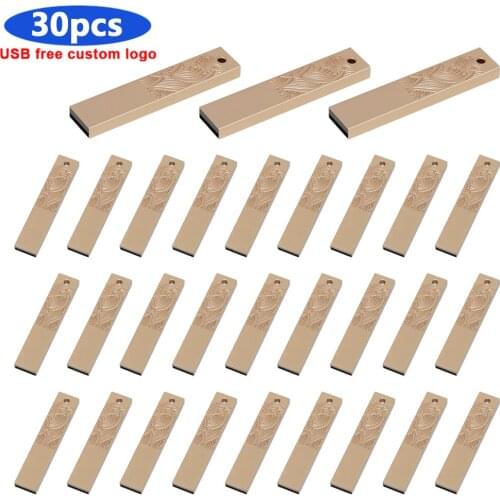 30pcs/lot custom logo Metal USB Flash Drive 128gb Pen Drive 4gb 8gb 16gb 32gb 64gb Usb 2.0 Flash Disk USB Memory Stick for gift