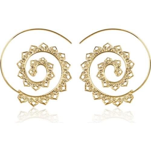 Fashion Women Vintage Spiral Heart Shaped Stud Earrings Gold/Sliver Charm Unique Party Earrings Jewelry Accessories Gifts