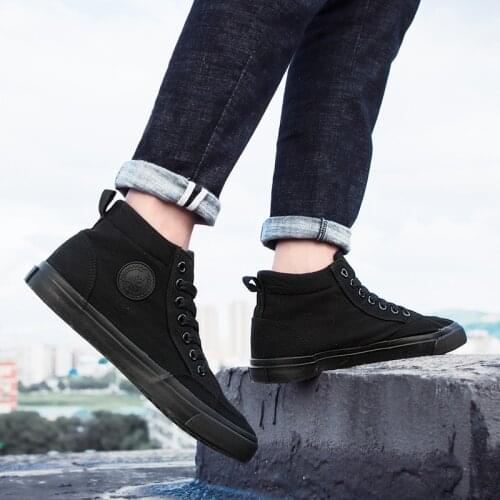 New Men Canvas Casual Shoes Korean Trend Comfortable Loafer Men Shoes British Fashion Men High Top Sneakers New Moccasins Men